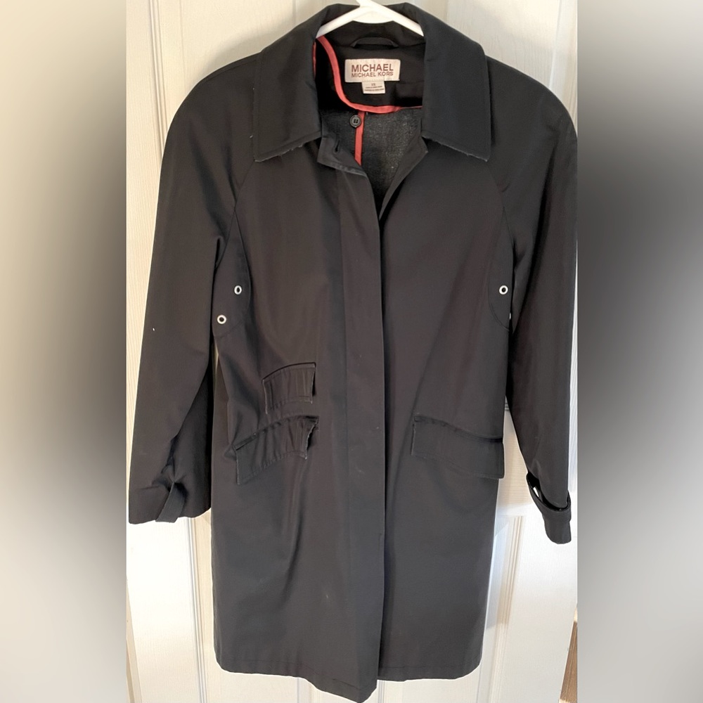 Michael Kors rain coat, charcoal black, w/ button in insert, XS, used